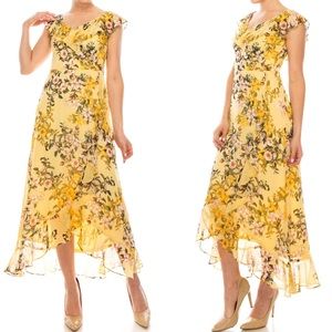 London Times Floral Ruffle Faux Wrap Maxi Dress 6